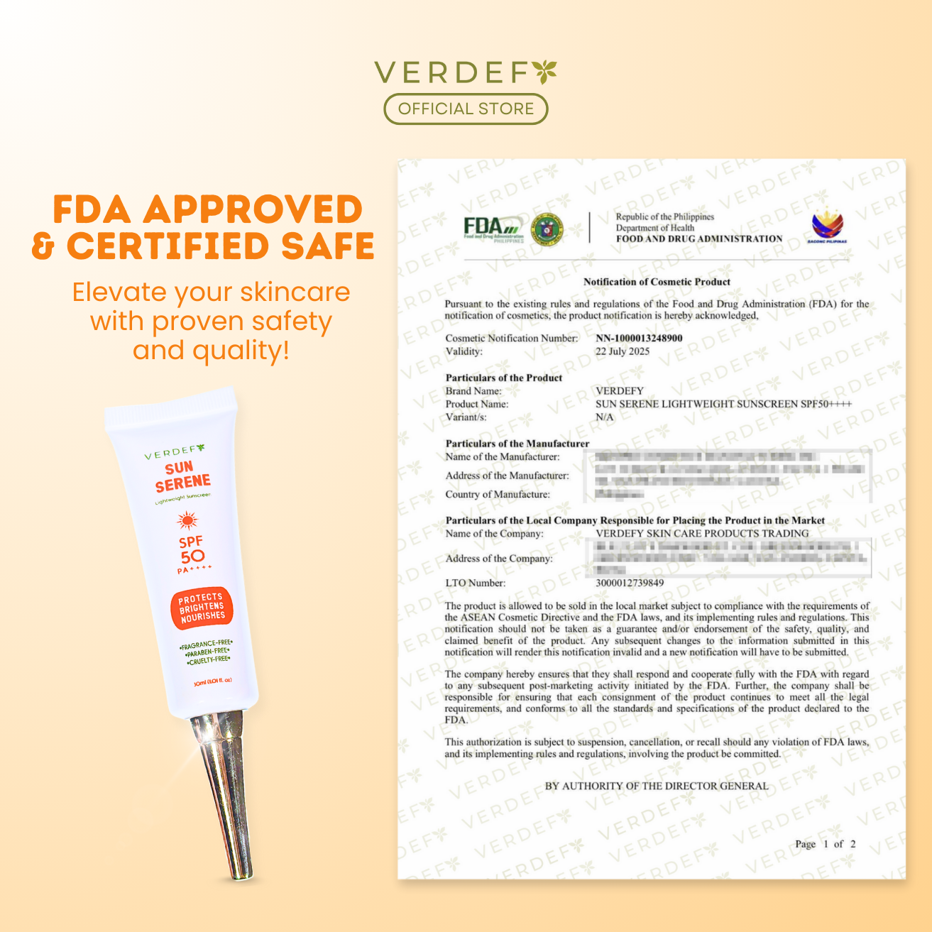 VERDEFY SUN SERENE LIGHTWEIGHT SUNSCREEN