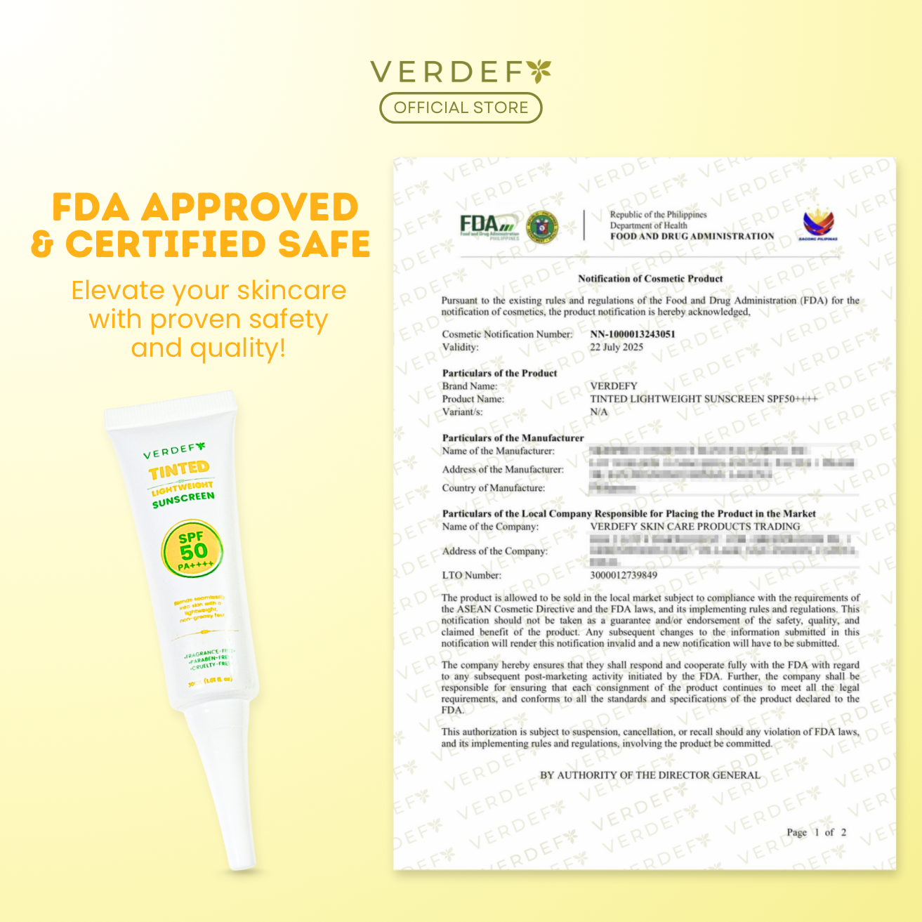VERDEFY TINTED LIGHTWEIGHT SUNSCREEN